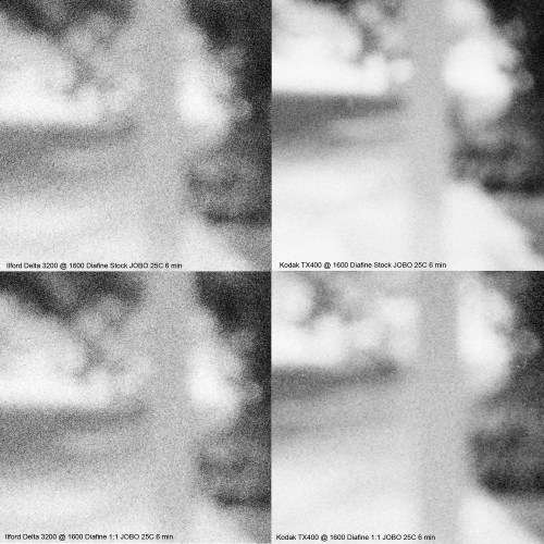 Ilford Delta 3200 and Kodak 400TX both Diafine Developer at 1600.